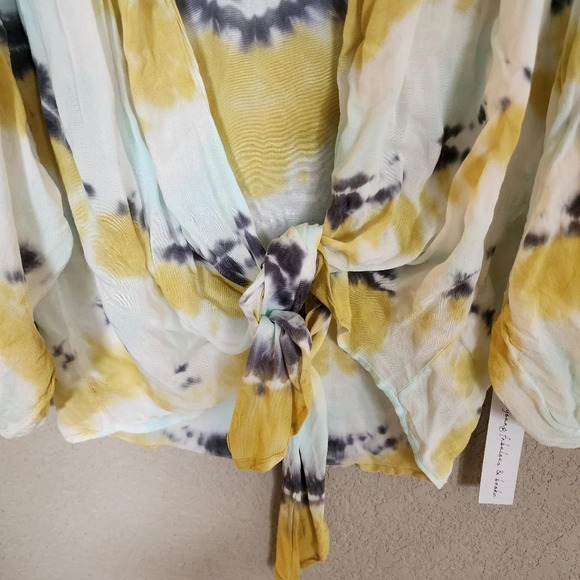 Young fabulous and broke tiedye front tie top size XS oversized style Nww - Picture 4 of 6